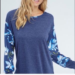 Papermoon Navy Floral Long Sleeve Top
